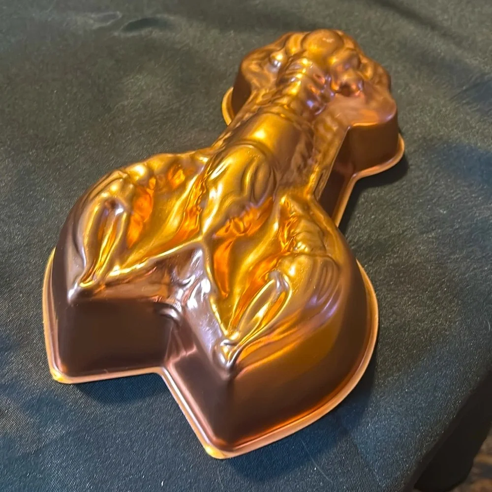 Vintage Gold Metallic Lobster Mold by Vintage